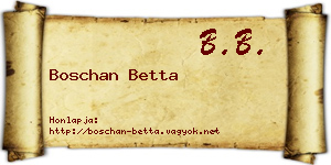 Boschan Betta névjegykártya